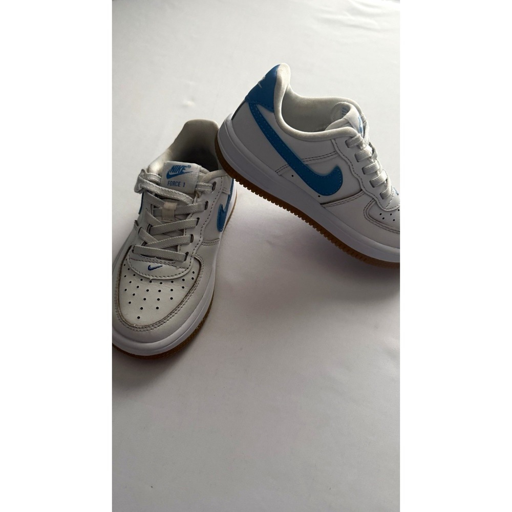 Nike Air Force 1 Force 1 Low Top Leather Lace-Up White/Blue Kids 6C CZ1686